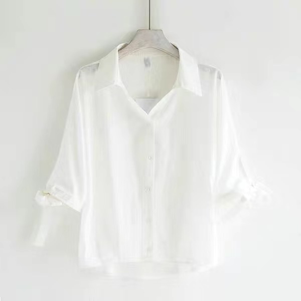 Blouse women plus size New all-match casual loose lapel tie tops women's all-match shirts FTCQ