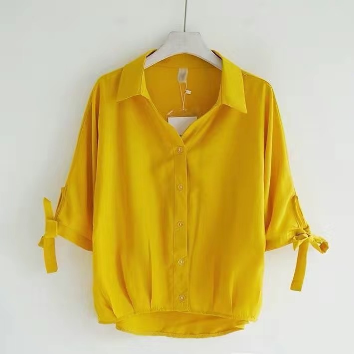 Blouse women plus size New all-match casual loose lapel tie tops women's all-match shirts FTCQ