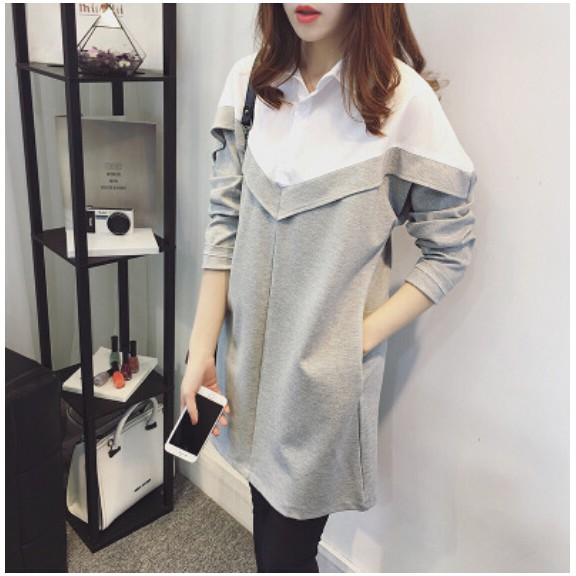 Woman Blouse Loose Long Sleeved oversize Shirt Korean Casual Top Fashion Dresses