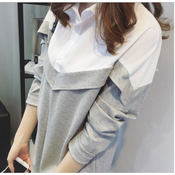 Woman Blouse Loose Long Sleeved oversize Shirt Korean Casual Top Fashion Dresses
