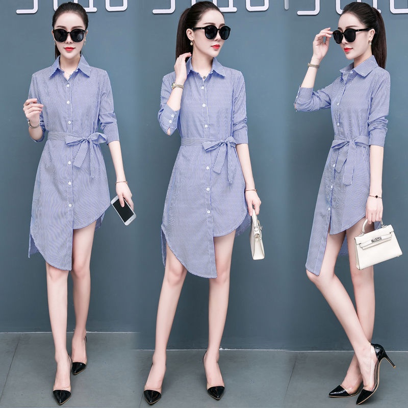S - 5XL Striped Plaid Irregular Shirt Women Oversized Blouse Female Plus Size Irregular Top Blouse K