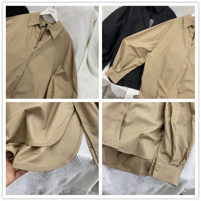 Korean Trendy White Shirt Long Top Poplin Shirt Women LadiesLong Sleeve Loose Casual Cotton Blouse K
