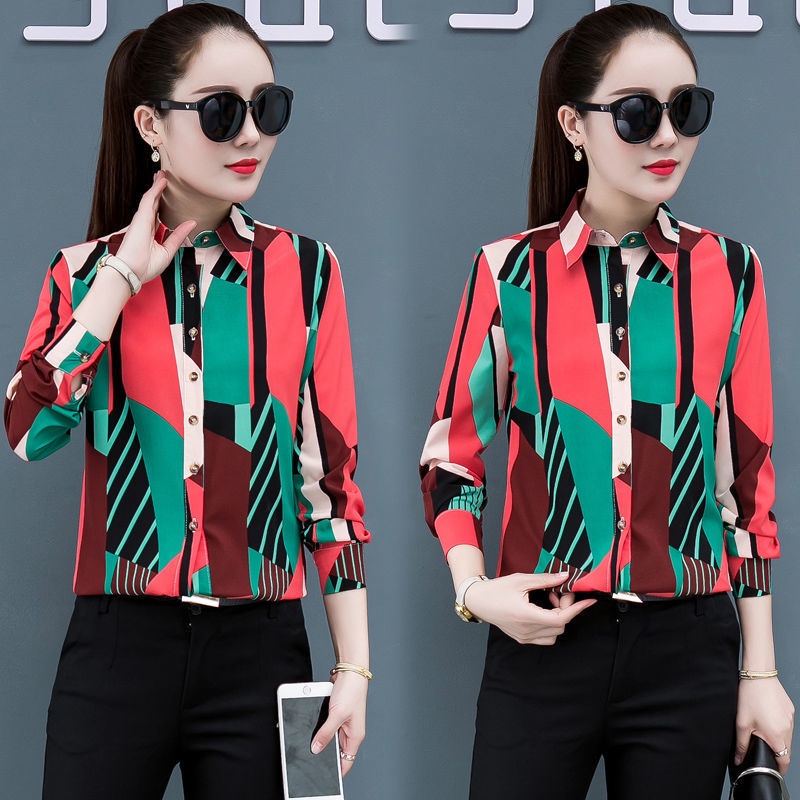 S-5XL Plus Size OL Blouse Korean Slim Chiffon Office Lady Formal Work Shirts Button Lapel