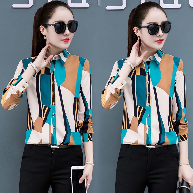 S-5XL Plus Size OL Blouse Korean Slim Chiffon Office Lady Formal Work Shirts Button Lapel