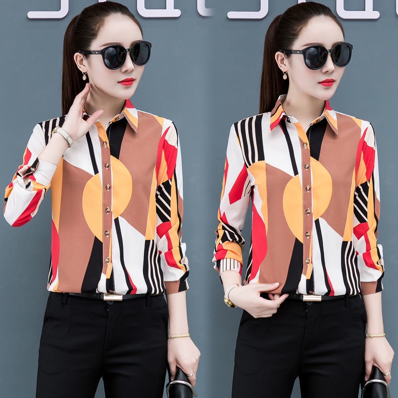 S-5XL Plus Size OL Blouse Korean Slim Chiffon Office Lady Formal Work Shirts Button Lapel