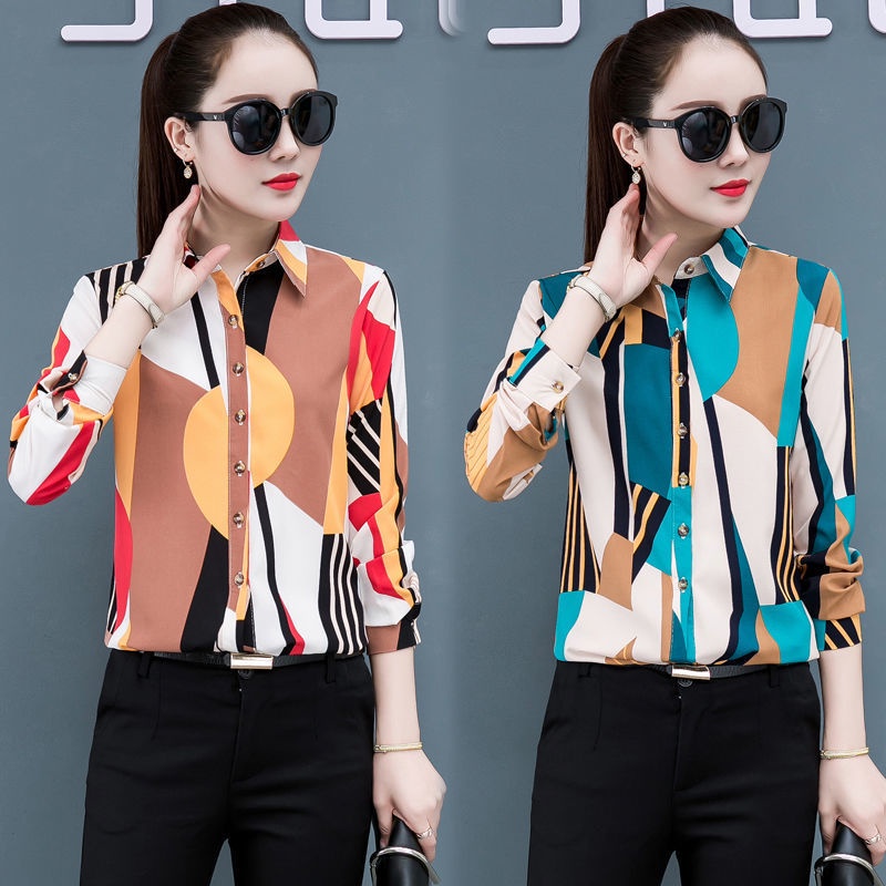 S-5XL Plus Size OL Blouse Korean Slim Chiffon Office Lady Formal Work Shirts Button Lapel