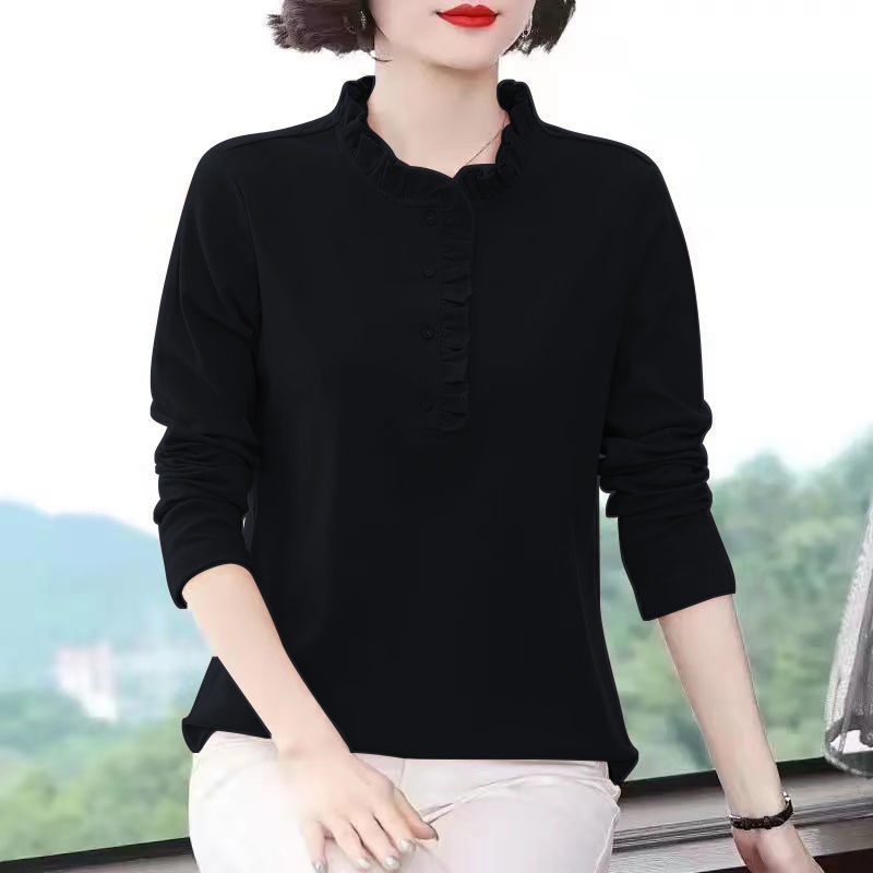 Korean Fashion Women Blouse Long-sleeved Shirt Autumn Spring Loose Temperament Thin Blouses Tops Plu