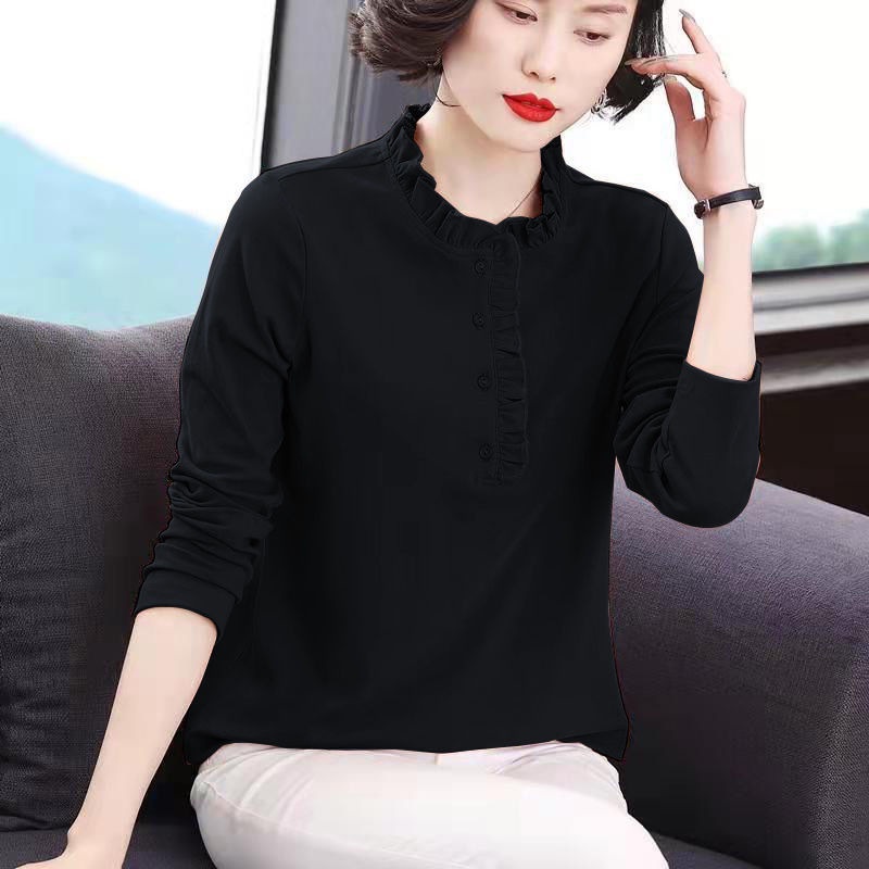 Korean Fashion Women Blouse Long-sleeved Shirt Autumn Spring Loose Temperament Thin Blouses Tops Plu