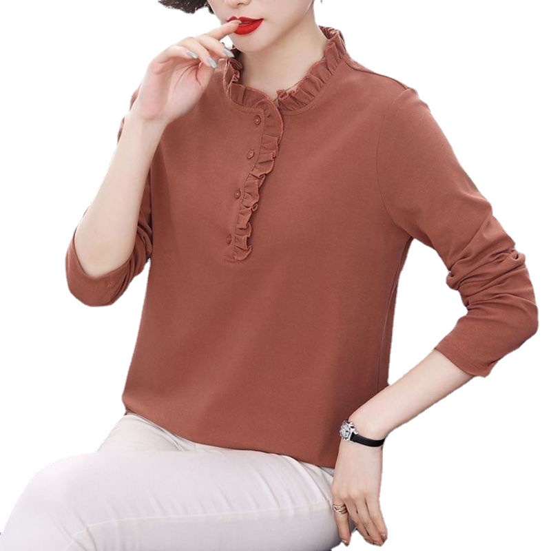 Korean Fashion Women Blouse Long-sleeved Shirt Autumn Spring Loose Temperament Thin Blouses Tops Plu