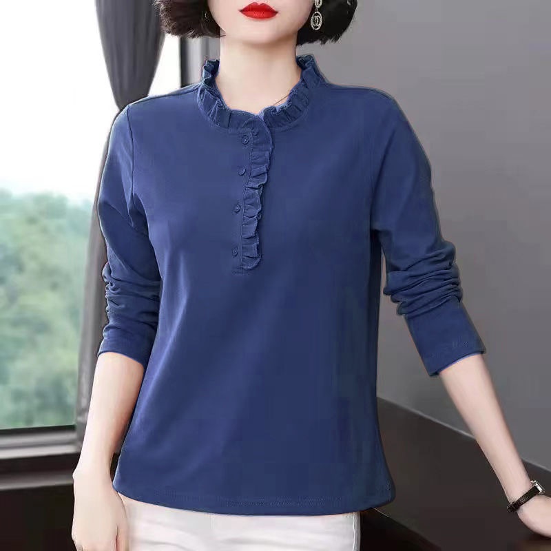 Korean Fashion Women Blouse Long-sleeved Shirt Autumn Spring Loose Temperament Thin Blouses Tops Plu