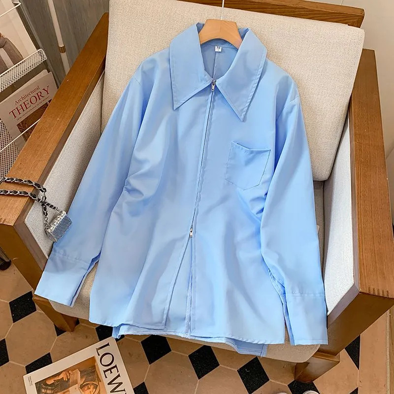 korean casual shirt women long sleeve plus size  loose blouse plain women clothes summer fashion baj