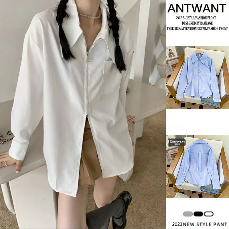 korean casual shirt women long sleeve plus size  loose blouse plain women clothes summer fashion baj
