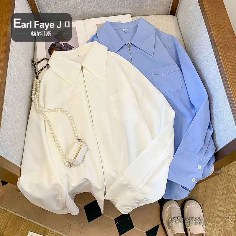 korean casual shirt women long sleeve plus size  loose blouse plain women clothes summer fashion baj