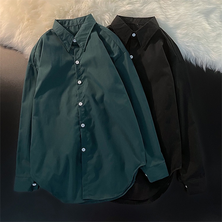 Korean Style Plus Size Oversized Long Sleeve Loose Blouse plain Women Blouse Men Kemeja Perempuan Le