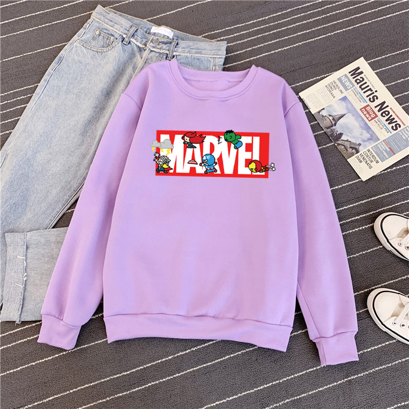 Marvel & Avengers Couple Casual T-Shirt Men's Fashion Long Sleeve Sports Tee Top Thicken Round N